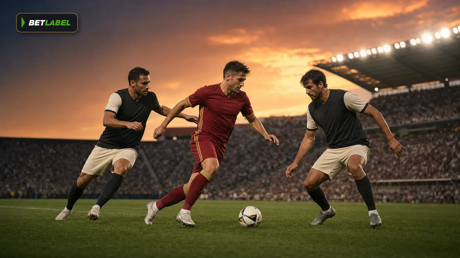 Partido de fútbol español visto a nivel del césped