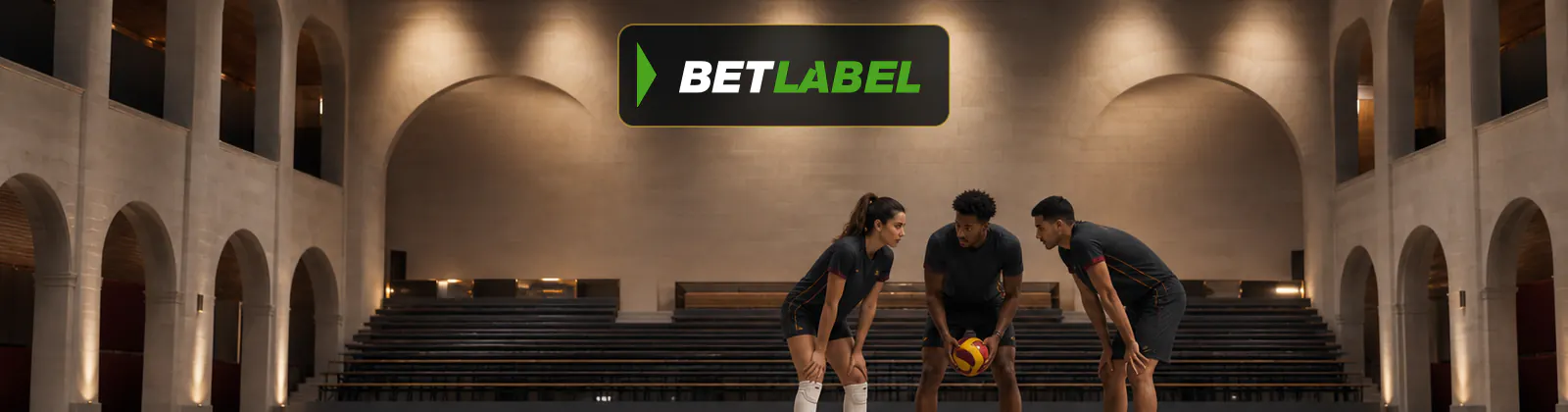 Jugadores adultos de voleibol en el centro de un pabellón español